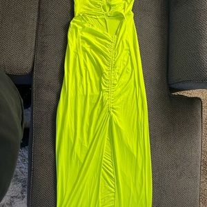 Neon dress that fits to the ankle